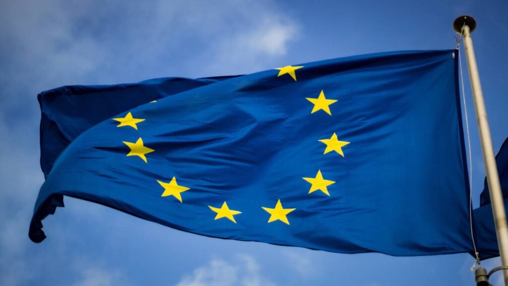 Flag of the European Union waving in the wind