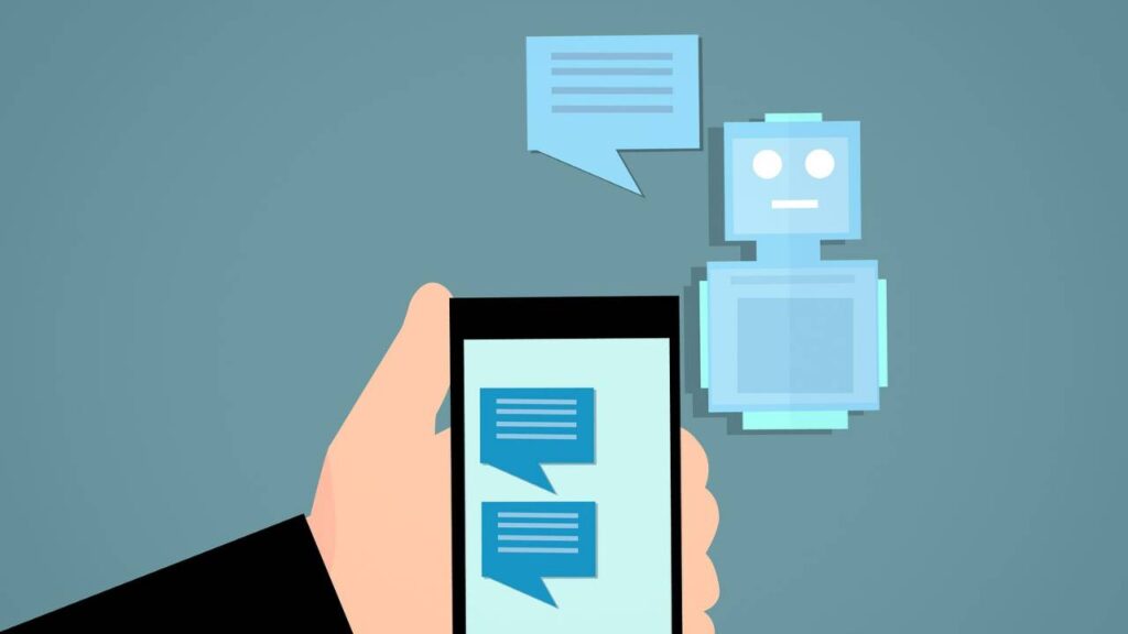 An illustration depicting a conversation with a chatbot